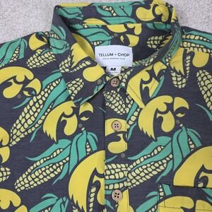 Tellum + Chop Hawaiian Shirt Mens Size M Multicolor‎ Corn Leaf Short Sleeve